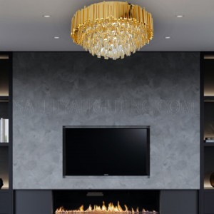 Indoor Crystal Ceiling Light 600 x 340 17001  - Brass