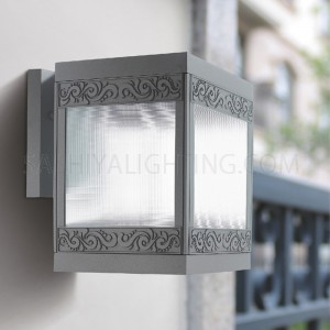 Indoor/Outdoor Wall Light 6601- E27 Glass Diffuser - Dark Grey/Silver
