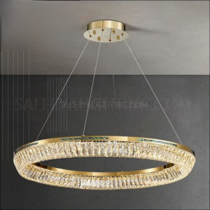 Titanium Gold 1 Ring K9 Crystal 136W Stainless Steel Clickable J-8083 Luxury Ceiling Light - Gold
