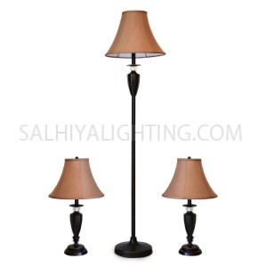 Floor Lamp SET (1 Floor Lamp + 2 Table Lamps) Tb4348  - Bronze /Brown