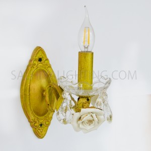 Indoor Flower Candle Wall Light W0895/1 - Gold